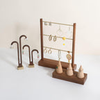 GemeShou Walnut earrings display stand for selling, wooden jewelry earring organizer shelf, wood earring storage organizer rack for boutique store【Earring shelf-Medium】