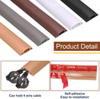 HARFINGTON 6ft Cord Cover Floor W0.6 x H0.33 Inner Channel PVC Hide Extension Cable Floor Wire Hider Wire Covers Protector for Prevent Cable Trips Cables Management, White