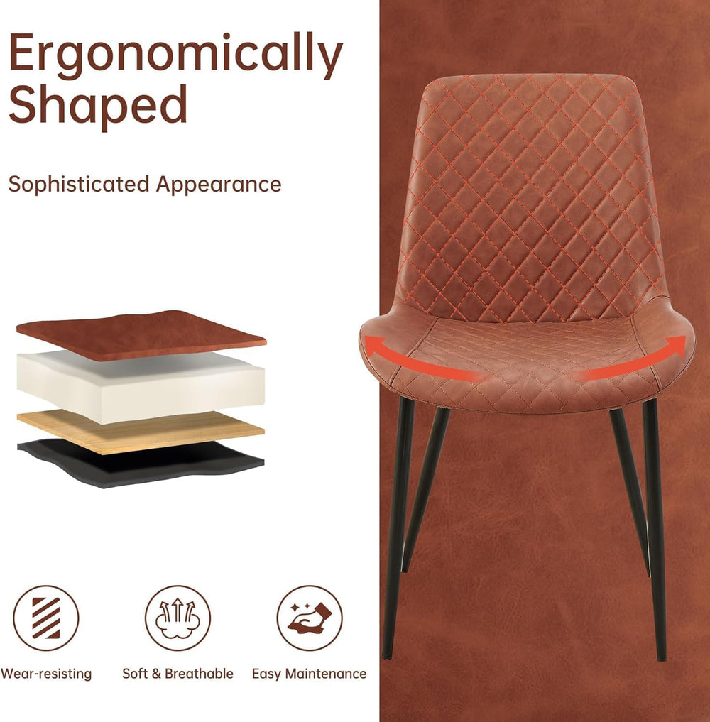 PU Leather Dining Chairs Set of 6, Modern Armless Dining Room Chairs, Comfy U...