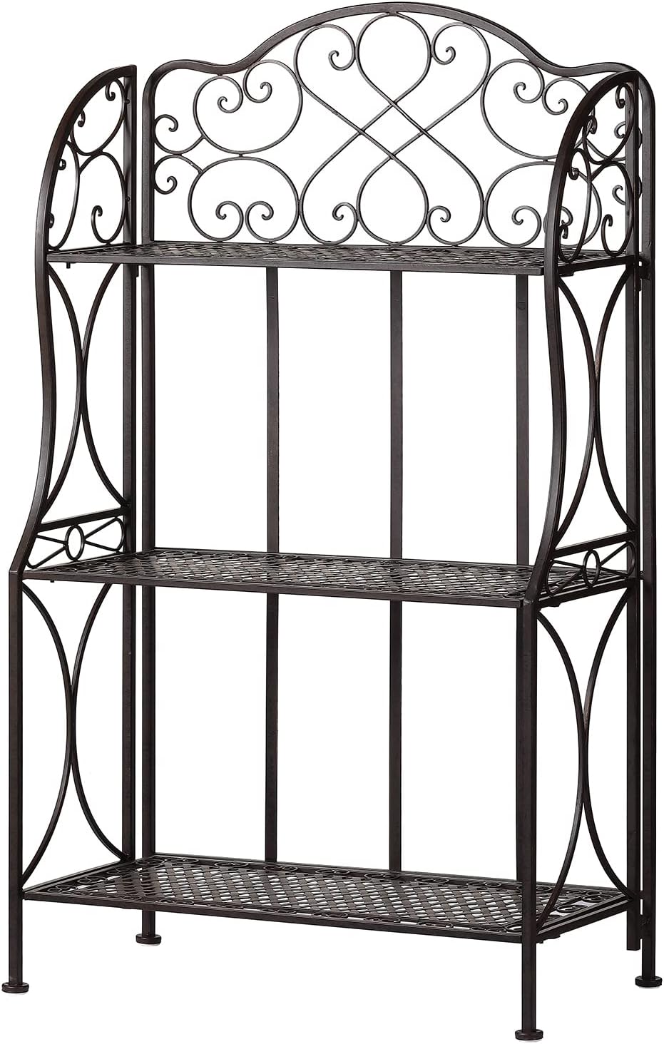 Kitchen Metal Bakers Rack Microwave Oven Stand Kitchens with Storage Three-Tiered Kitchen Organization Shelf Rack, 27" x 13.75" x 48.6",Antique Bronze