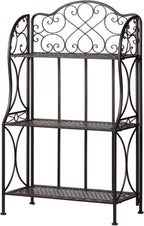 Kitchen Metal Bakers Rack Microwave Oven Stand Kitchens with Storage Three-Tiered Kitchen Organization Shelf Rack, 27" x 13.75" x 48.6",Antique Bronze