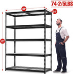 WORKPRO 5-Tier Metal Shelving Unit, 48”W x 24”D x 72”H, Heavy Duty Adjustable Storage Rack, 4000 lbs Load Capacity (Total), for Garage, Basement, Warehouse, 2 Pack