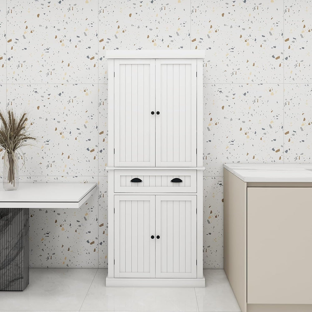 71.61" Kitchen Pantry Cabinet, Tall Storage Cabinet with 4 Doors and 1 D...