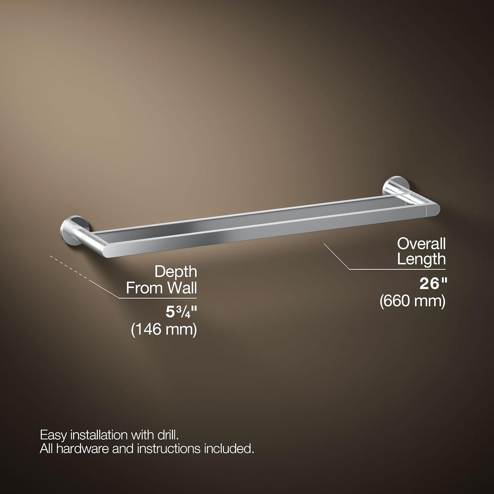 Kohler 73144-CP Composed® 24" Double Towel bar, Polished Chrome