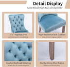 Modern Dining Chairs Set of 8, Tufted Upholstered Dining Chair with Solid Wood Legs, Light Blue Velvet Accent Chair, Sillas de Comedor, Kitchen & Dining Room Chairs (Light Blue, Velvet, 8Pcs)