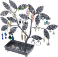 MyGift Jewelry Tree w/Bird Nest 48 pair Earrings Holder, Bracelets/Necklace Organizer Stand (Silver Metal)
