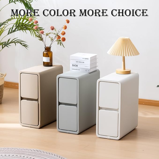 Narrow Nightstand, Solid Wood Night Stand for Small Spaces, Couch, Gray Color 7.87in Wide