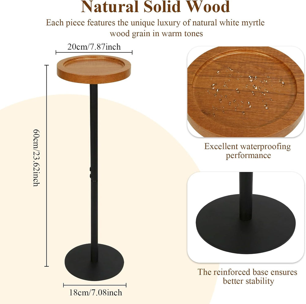 YYW Drink Table, 7.87" Small Round Side Table, Pedestal Side Table, Circ...