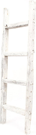BARNWOODUSA Rustic Farmhouse Decorative Ladder, 48x12x2.5, White Wash | White 2x3 Rustic Ladder Shelf Farmhouse Decor: 4' long, mount horizontally or vertically.
