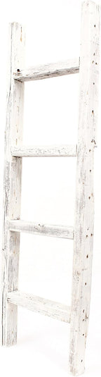 BARNWOODUSA Rustic Farmhouse Decorative Ladder, 48x12x2.5, White Wash | White 2x3 Rustic Ladder Shelf Farmhouse Decor: 4' long, mount horizontally or vertically.