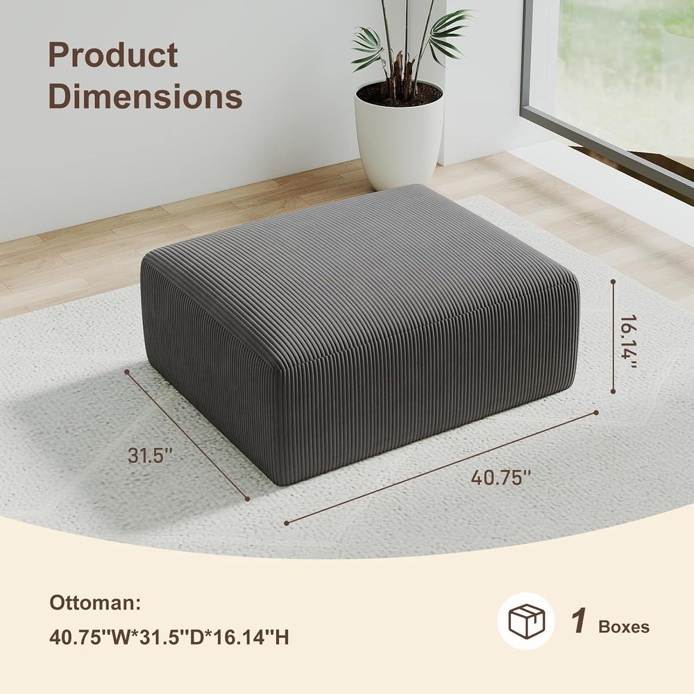 2 Square Cloud Footstool for Living Room, No Assembly Modular Corduroy Conver...