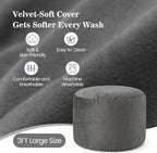 ACH Bean Bag Chair for Adults and Teens - 3ft Memory Foam Floor Chair, Perfect for Dorms, Gaming & Relaxing, Machine Washable Velvet Cover (Grey-Medium)
