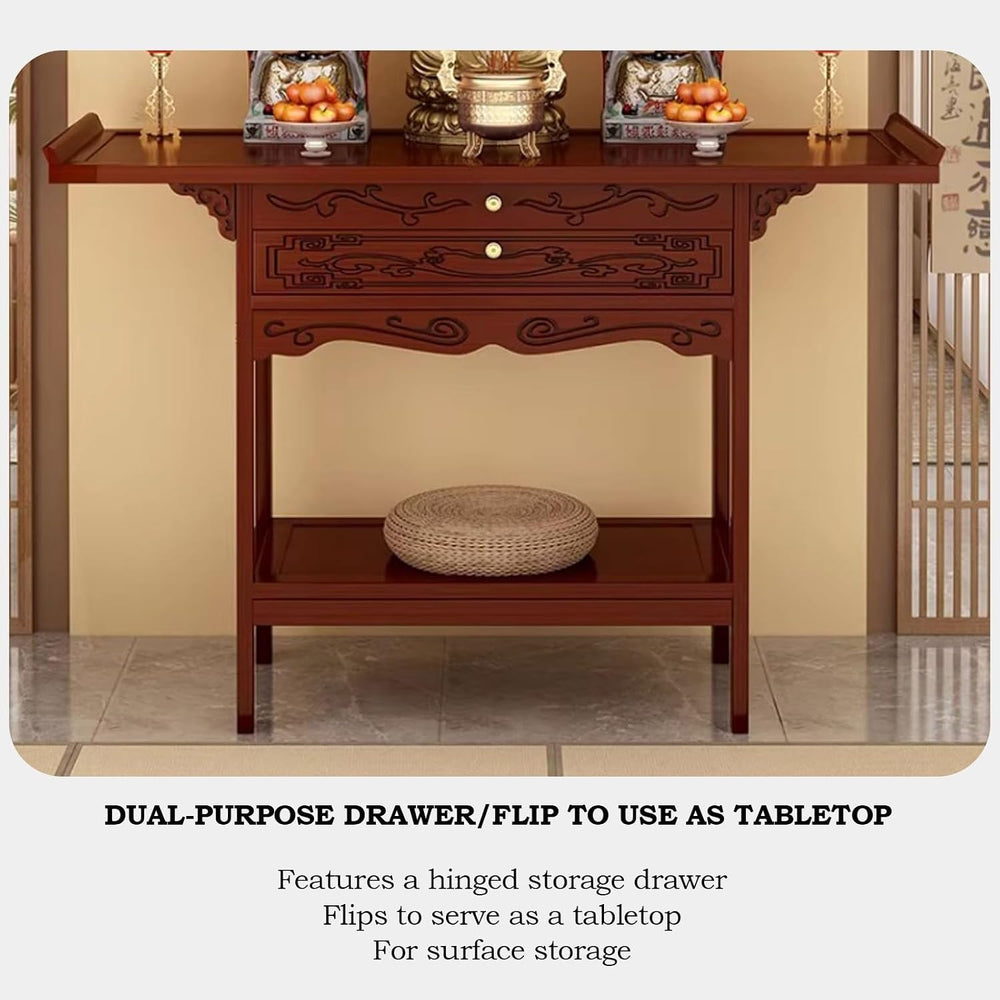 Chinese Meditation Buddhist Cabinet with Drawer Storage | Personal Shrine Sta...