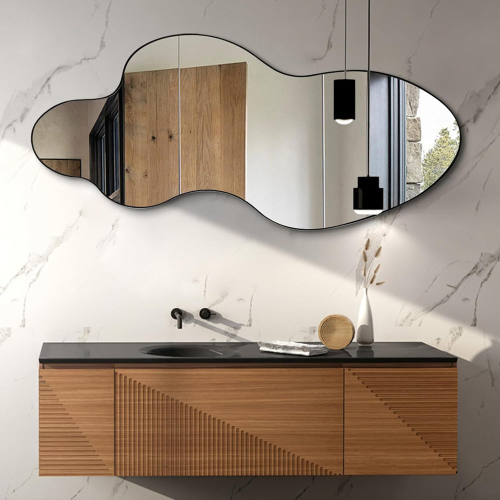 Irregular Wall Mirror, 55"x26" Asymmetrical Decorative Accent Mirro...