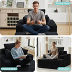 Boneless Chaise Lounge Chair, 54" Oversized Cloud Couch Sofa with Deep Seat, Plush Corduroy Reading Chair for Living Room, Bedroom, Reading Nook, Apartment, Gaming Room & Movie Nights, Black