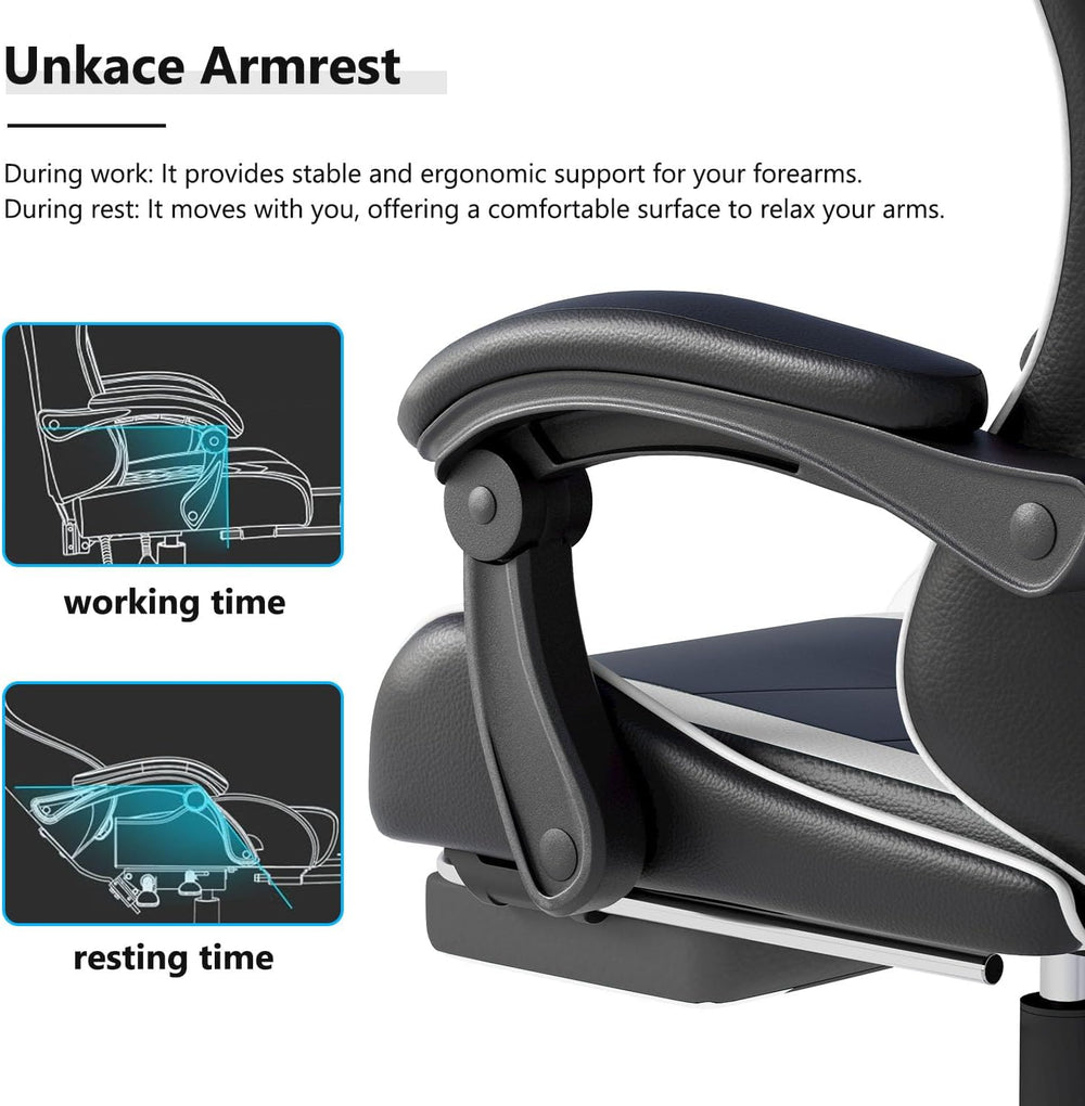 OS MOTOR Gaming Chair with Headrest and Lumbar Support, White | Ergonomic Hig...