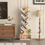 9 Tier Tree Bookshelf,Christmas Green Bookcase for Narrow Space, Storage Organizer Floor Standing Bookshelves for Books, Tall Book Case for Home Office, Living Room, Bedroom