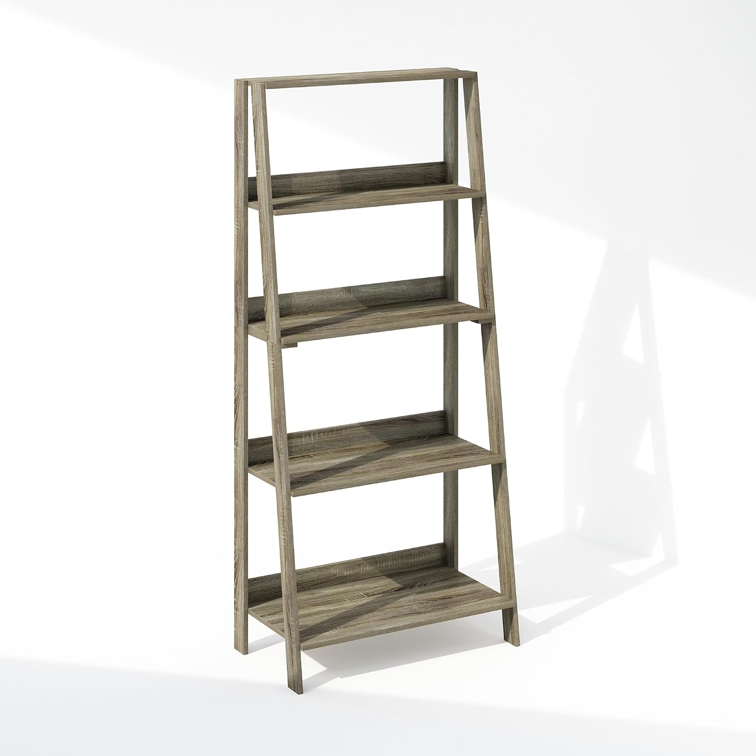 Ladder Holder Shelf, 5-Tier Display Rack, Living Room Bookshelf, Home Office Holder, French Oak Finish, 13 X 23.6 53.5, Adjustable, Lightweight, Durable, Portable, Storage