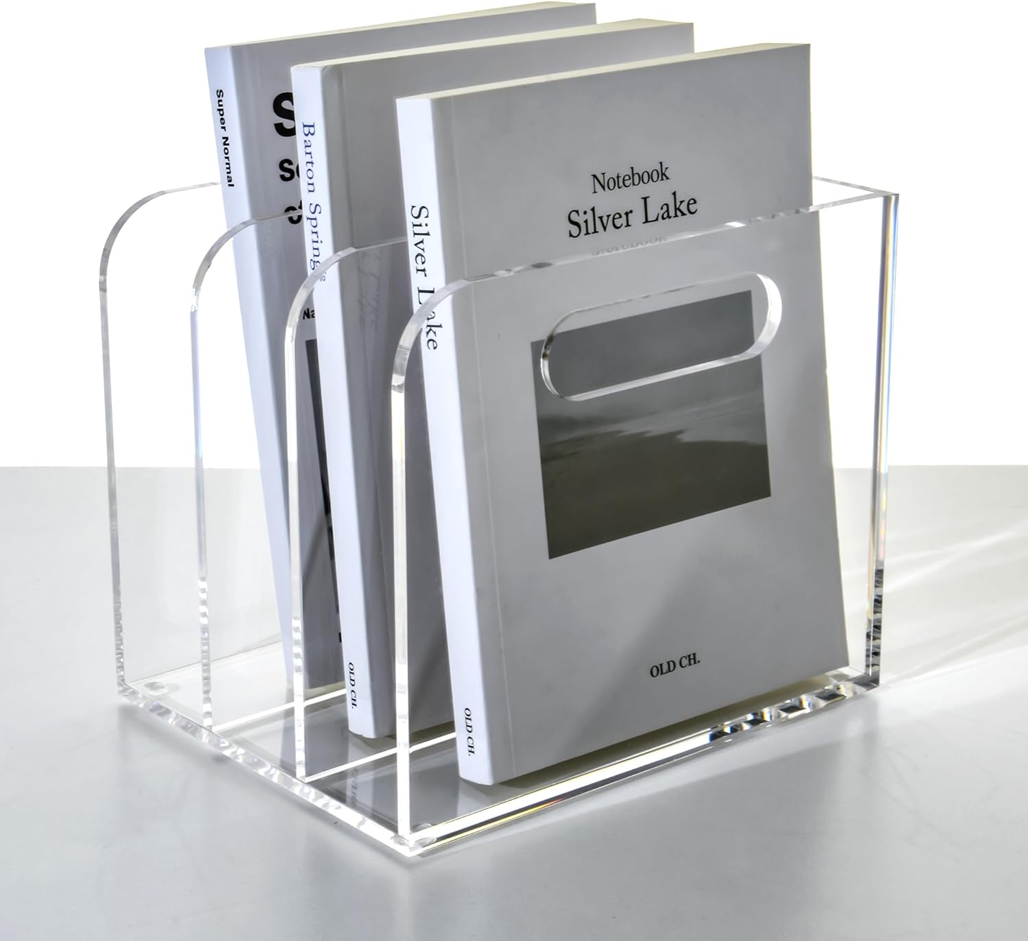 Clear Acrylic Organizers - 3 Vertical Compartments Acrylic Folder Organizer & File Organizer, Desk Document Storage Bins for Magazines, Binders - Multipurpose Home Office Desk Organizer