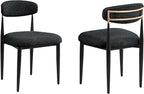 Morden Fort Black Modern Dining Chairs Set of 6, Boucle Upholstered Chairs with Curved Backrest and Sturdy Metal Legs for Dining Room, Kitchen, Living Room and Apartment