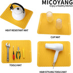 Silicone Dish Drying Mat for Multiple Usage,Easy clean,Eco-friendly,Heat-resistant Silicone Mat for Kitchen Counter or Sink,Refrigerator or drawer liner Yellow L 16 inches x 12 inches