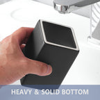 Black Square Toothbrush Holders for Bathrooms - 2 Cups Ceramic Square Toothbrush Toothpaste Holders Set, Bathroom Tumbler Cups Reusable Toothbrush Mouthwash Cup, Bathroom Counter Organizer.