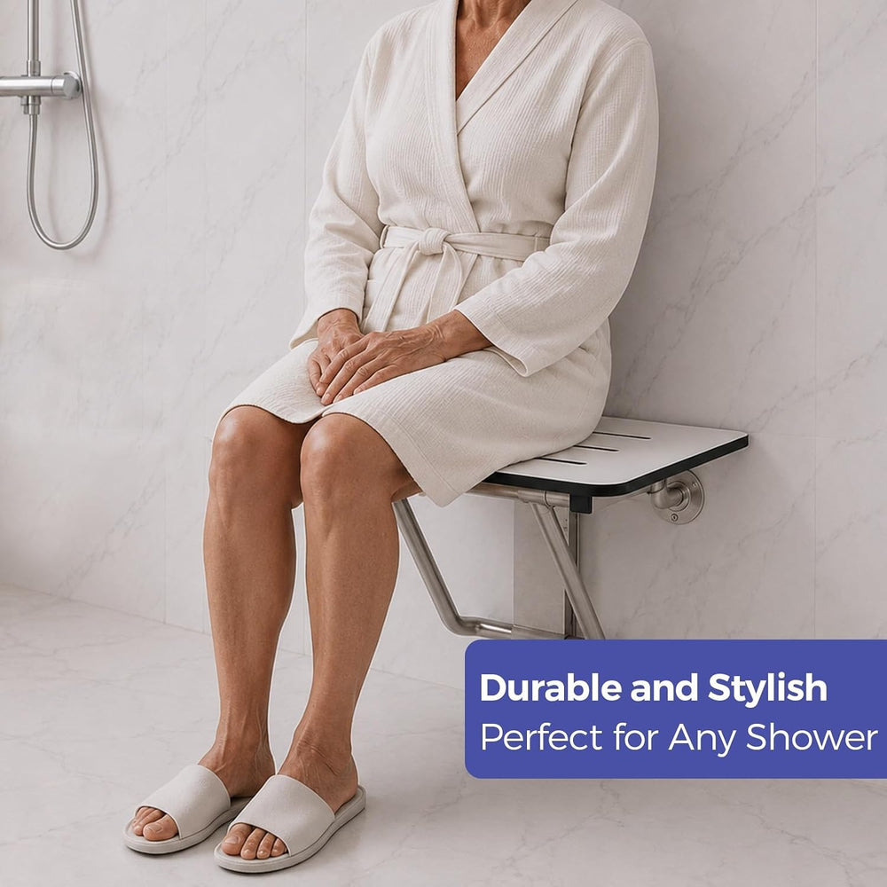 Stardrix 18" x 16" ADA Compliant Phenolic White Folding Shower Seat...