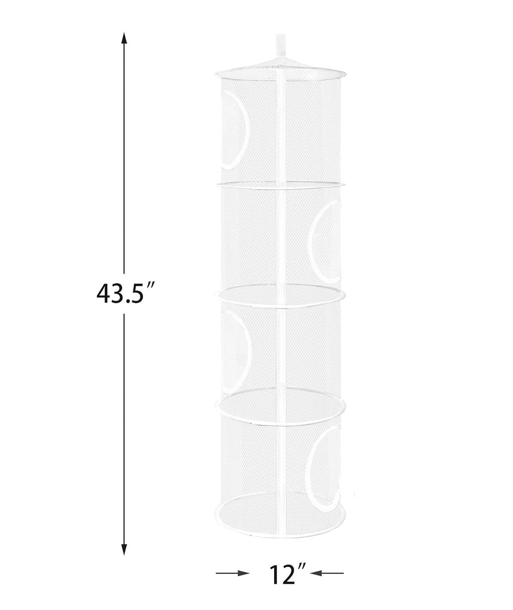 Libeder Stuffed Animal Storage, Mesh Hanging Storage Space Saver Bags Organizer,Foldable Storage Organizer 4 Compartments Toy Storage Basket for Kids Room Bathroom