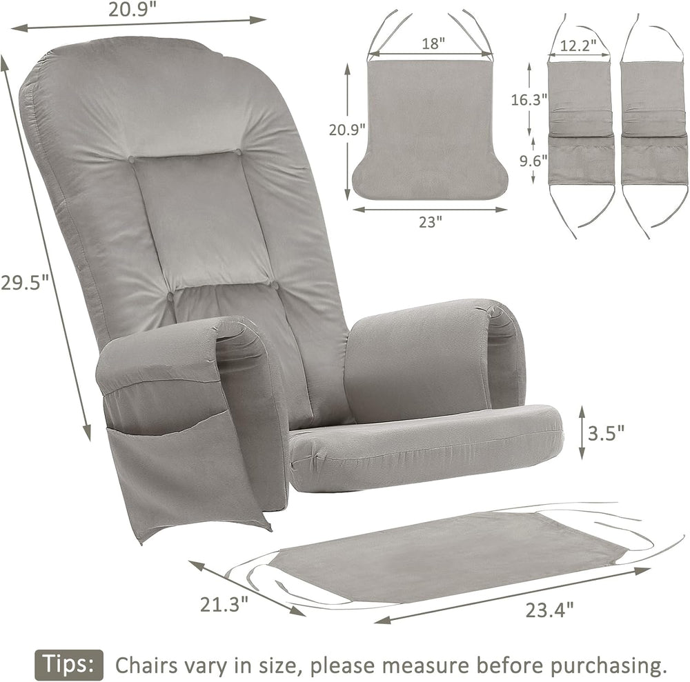 BECHAEO 5PCS Thickened Glider Rocker Replacement Cushions – Velvet, Greige