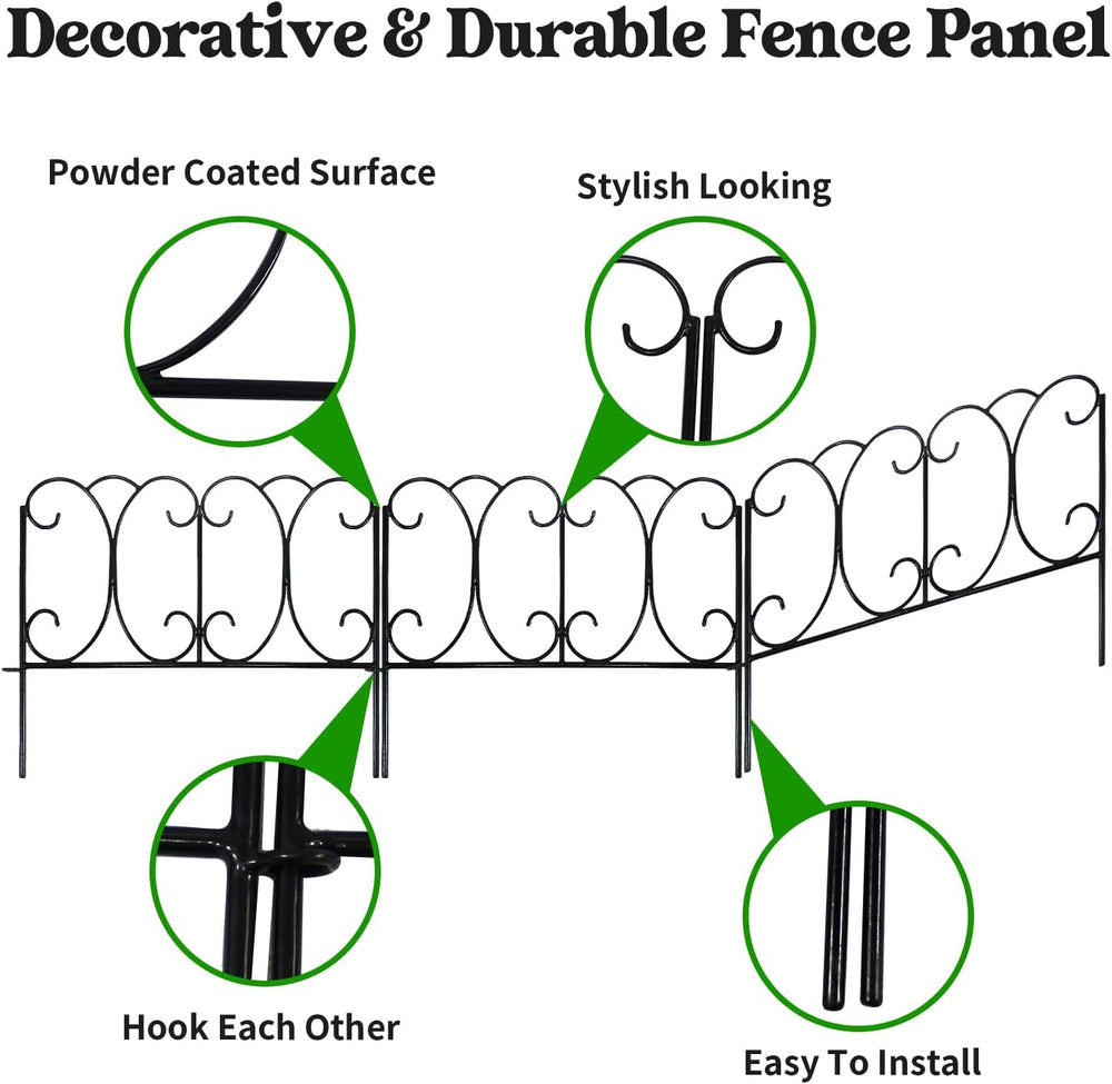 5 Panels Decorative Garden Fence 16" W x 13" H, Total Long 6.7FT Ou...
