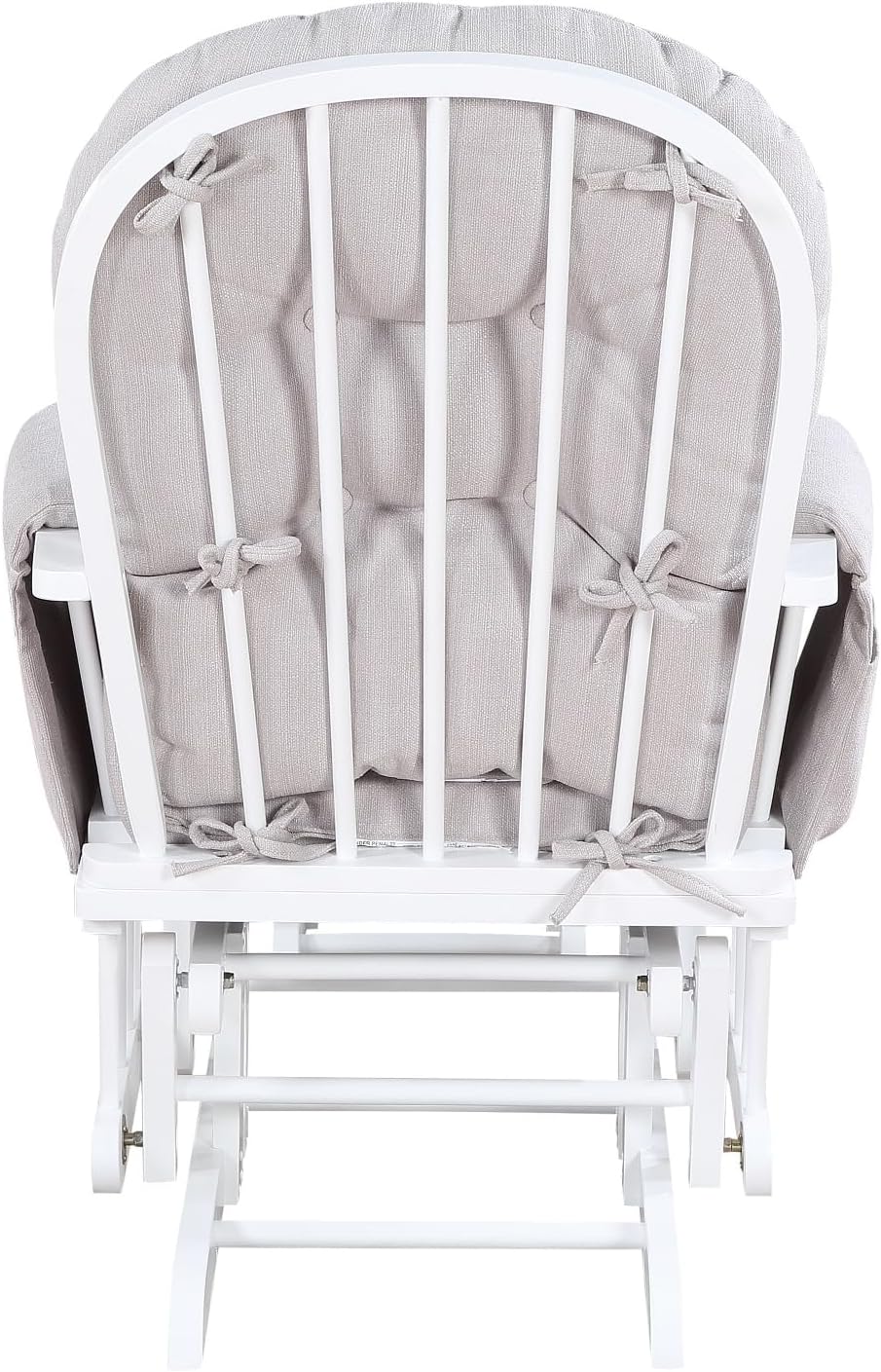 Penau Glider Ottoman, Quiet Gliding, Gray Fabric, Button Tufted | Soft Quiet Gliding, Nursery Bonding Use, Button Tufted Cushion, Side Storage Pocket, Ottoman