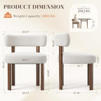 Wooden Dining Chairs Set of 2, Upholstered Kitchen Chairs with Solid Wood Legs, Mid Century Dining Room Chair with Ergonomic Curved Backrest for Kitchen Dining Vanity, Beige