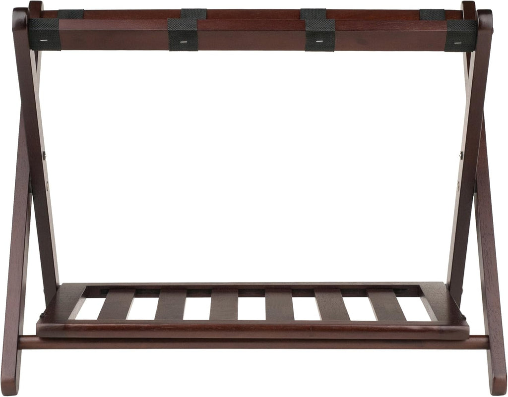 Winsome Reese Luggage Rack with Storage Shelf, for Guest Room, No Assembly, Cappuccino