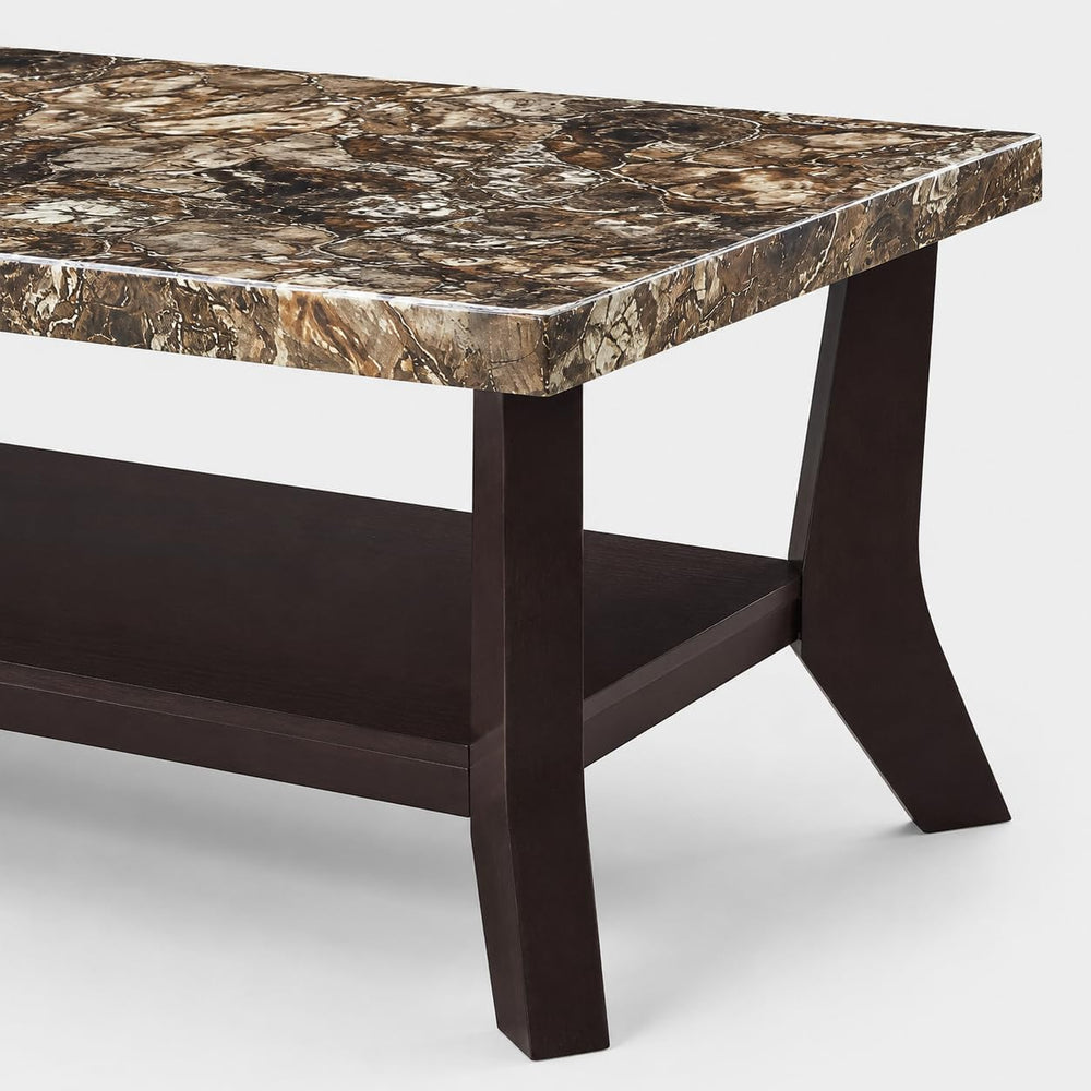 Faux Marble Coffee Table 3-Piece Set Rectangular Coffee Table with Two Matchi...