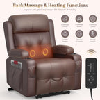 Extra Wide Seat Electric Power Recliner Chair | Heat & Back Massage