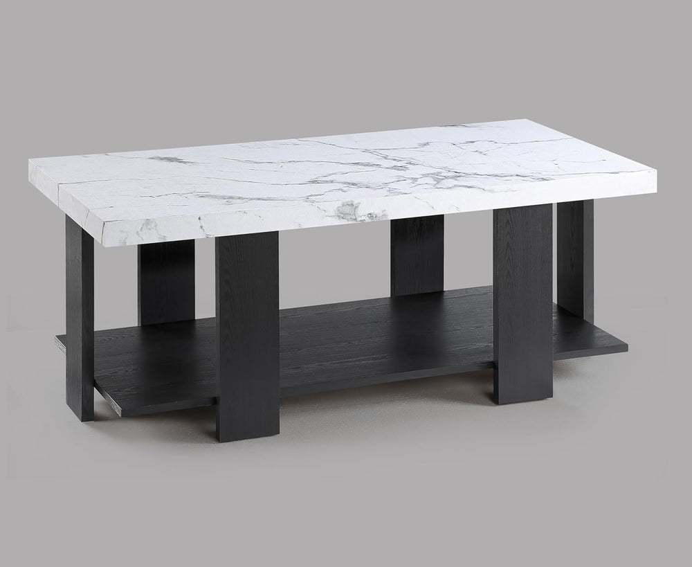 3-Piece Cocktail Set Faux Marble Coffee Table Black/White | Faux marble-look ...