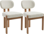 Wooden Dining Chairs Set of 2, Mid Century Modern Chenile Upholstered Dining Room Chair Kitchen Chairs with Solid Wood Legs, Farmhouse Dinner Chair for Kitchen Restaurant Living Room, Beige