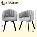 Swivel Dining Chairs Set of 2: Comfy Fabric Upholstered Metal Modern Accent Kitchen Chair with Arms & Back Black & Gray