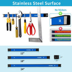 6 Pieces 12" Magnetic Tool Holder Strip, Blue Magnet Bar, Metal Tool Organizer Rack for Garage Organization, Easy To Install in Workshop, Mounting Screws Included
