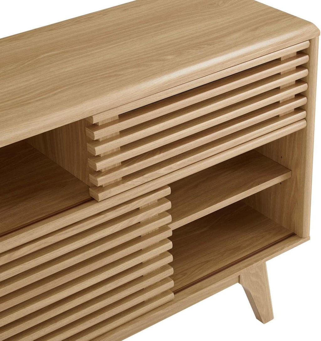 Modway Render Mid-Century Modern Two-Tier Display Stand in Oak