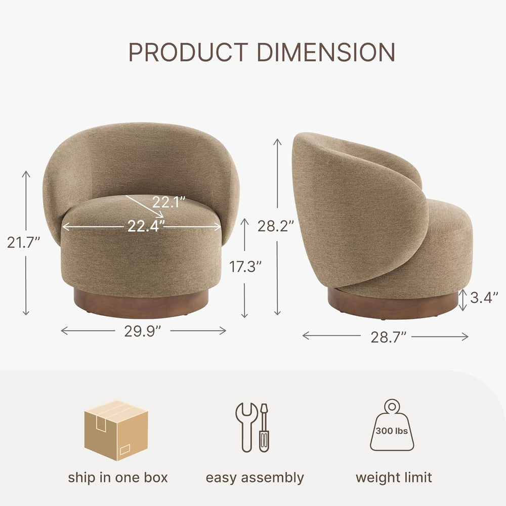 KISLOT Swivel Accent Chair Modern Round Barrel Armchair with Upholstered Perf...