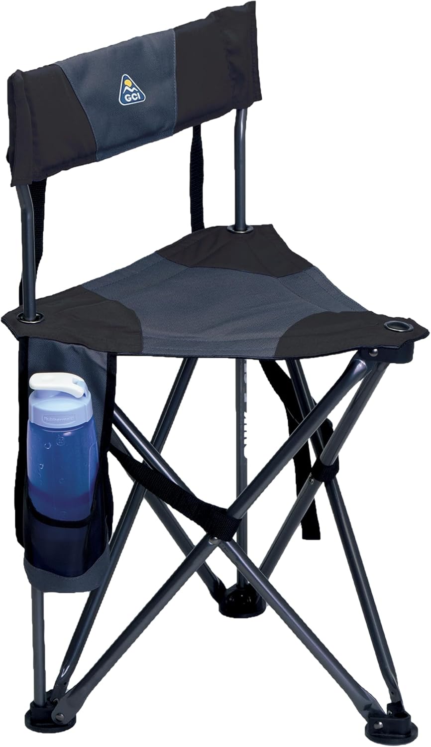 GCI Outdoor Quik-E-Seat | Portable, Folding Tripod Chair with Drink Holder an...