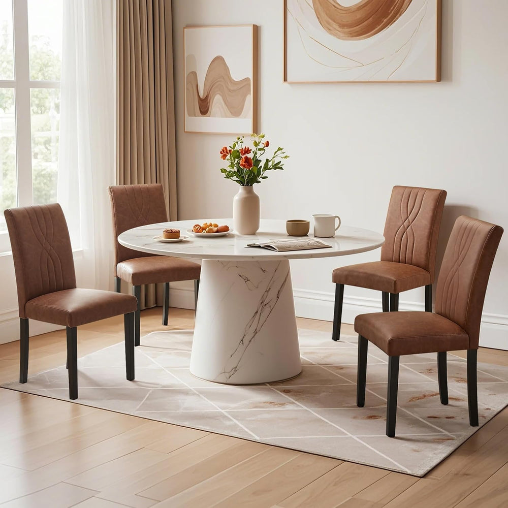 VECELO Upholstered Dining Chairs Set of 4, Modern PU Leather High Back Chairs...