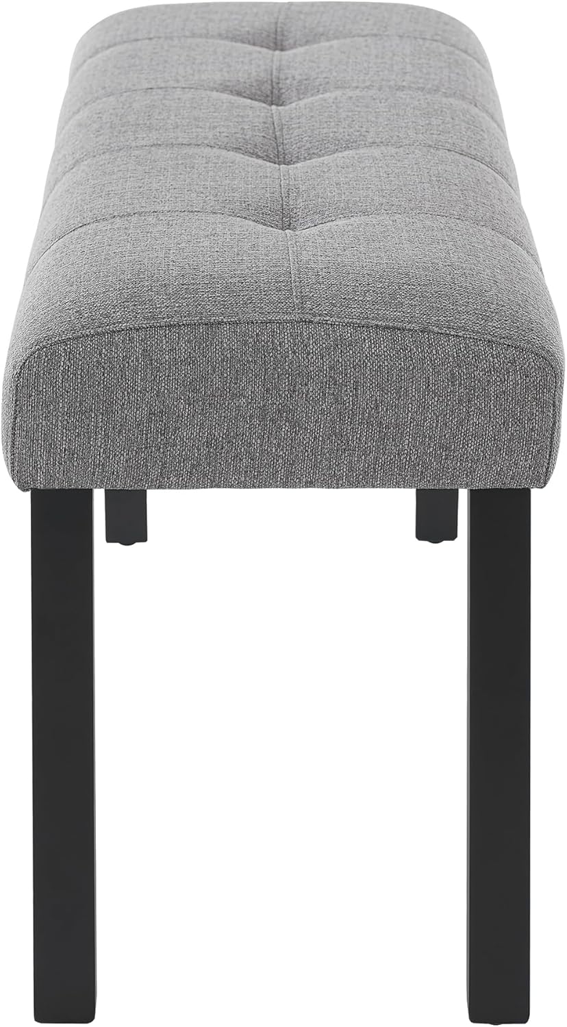 GDFStudio Upholstered Dining Bench with Tufted Linen Seat and Rubber Wood Fra...