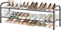 Hoctieon 2 Tier Shoe Rack for Closet, Durable Mesh Style Shoe Rack, Entryway Shoe Shelf, Shoe Storage Organizer for Hallway, Bedroom, Living Room, Wardrobe, Black