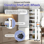 7-Tier Slim Storage Cart, Wooden Rolling Pantry Cabinet with Wheels, Narrow Shelf Organizer for Kitchen, Bakers Rack, Dining Room, Closet, Small Spaces Gray 47.2" H*9.8" W*23.6" D