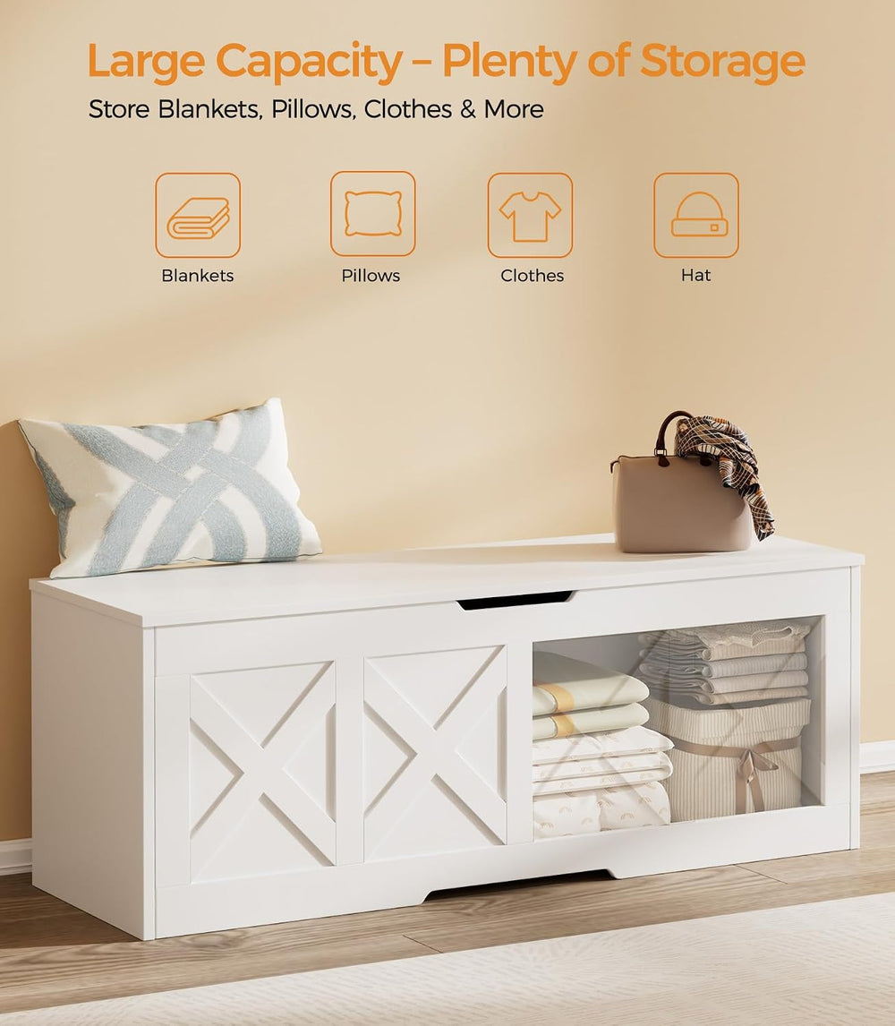 Homleke 47.2" Extra-Large Wooden Storage Chest, Farmhouse Storage Bench ...