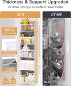 ULG 1-Pack Over Door Organizer with 5 Large Pockets 10 Mesh Side Pockets, 44 lbs Weight Capacity Hanging Storage Organizer with Clear Window for Bedroom Bathroom Kitchen, RV, Camper, Clear Grey
