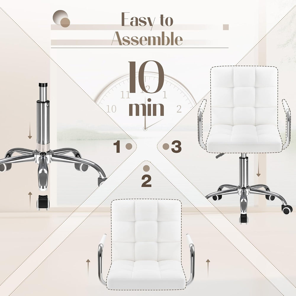 Furmax Vanity Office Chair with Wheels, Makeup PU Leather Executive Chair Mod...