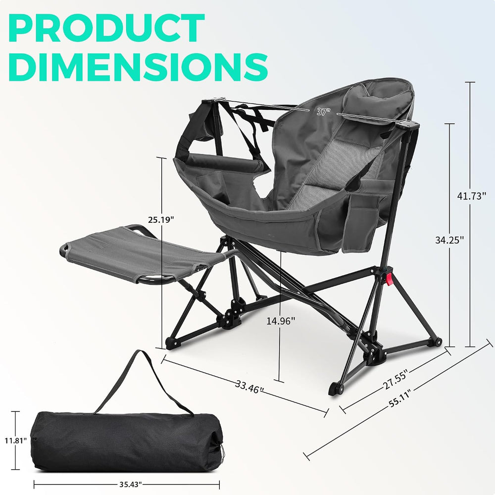 Ainfox Hammock Camping Chair with Footrest, Foldable Portable Rocking Chairs ...